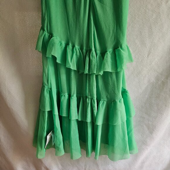 ASOS DESIGN cape overlay ruffle bias maxi dress in bright green - Picture 5 of 11
